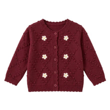 Load image into Gallery viewer, Burgundy Daisy Cardigan