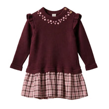 Load image into Gallery viewer, Burgundy Knitted Floral Checked Dress