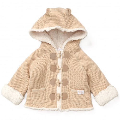 CREAM BABY HOODED CARDIGAN WITH SHERPA LINING