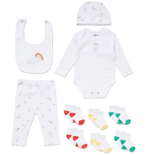 BABY UNISEX RAINBOW RIBBED 10 PIECE GIFT SET