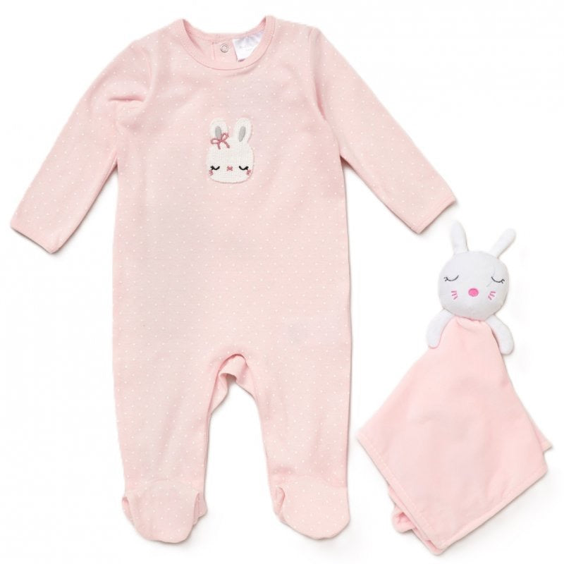 BABY BUNNY CROCHET APPLIQUE ALL IN ONE & COMFORTER SET