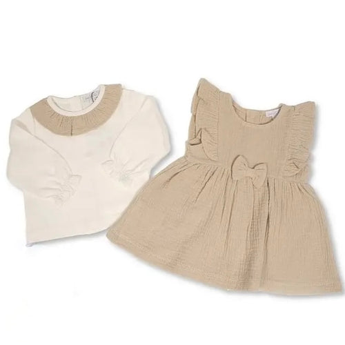 Taupe Baby Girls Dress Set