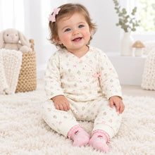 Load image into Gallery viewer, Pink Floral Woodland Waffle Top And Trouser Set