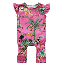 Load image into Gallery viewer, Pink Safari Short Sleeve Jumpsuit