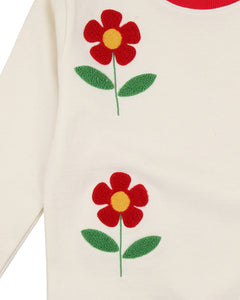 FLOWER EMBROIDERED SWEATSHIRT