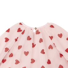 Load image into Gallery viewer, Pink Balloon Sleeve Dress with Red Glitter Hearts