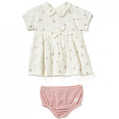 Muslin Strawberry Dress and Pants Set