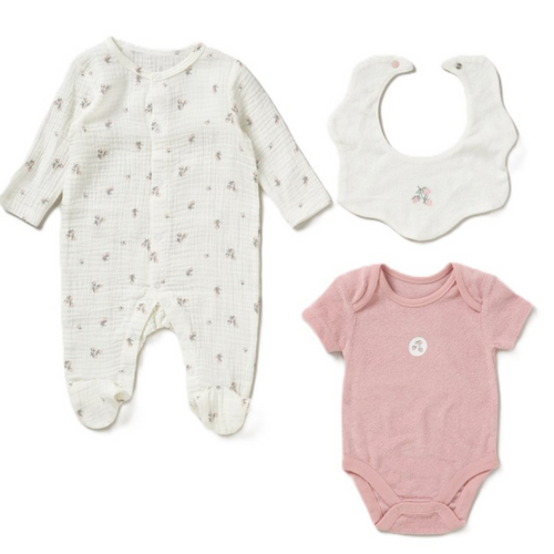 Muslin Strawberry Babygrow Set