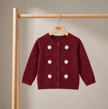 Load image into Gallery viewer, Burgundy Daisy Cardigan