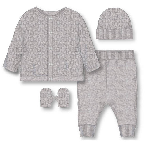 Grey Baby Unisex Knitted 4 Piece Outfit