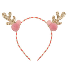 Load image into Gallery viewer, Stripy Pom Pom Reindeer Headband