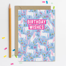 Load image into Gallery viewer, Unicorn Wishes Birthday Card