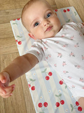 Load image into Gallery viewer, Travel Baby Changing Mat – Cherry Stripe | Handmade UK