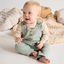 Load image into Gallery viewer, Green Sprig  print 2 Piece Dungaree Set