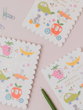 Load image into Gallery viewer, Mice Fruit Dash Welcome Baby Card | New baby card