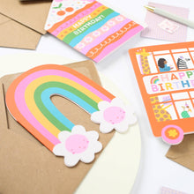 Load image into Gallery viewer, Rainbow Blossom Greeting Card with Smiling Flower Friends