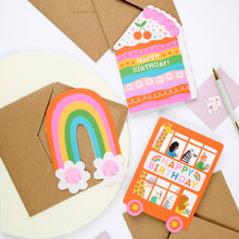 Load image into Gallery viewer, Rainbow Blossom Greeting Card with Smiling Flower Friends