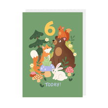 Load image into Gallery viewer, Children’s 6th Birthday Card – Woodland Animal Design