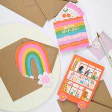 Load image into Gallery viewer, Rainbow Blossom Greeting Card with Smiling Flower Friends