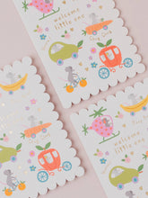 Load image into Gallery viewer, Mice Fruit Dash Welcome Baby Card | New baby card