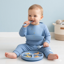 Load image into Gallery viewer, Blue Ribbed Outfit and Dinner Set Gift Set