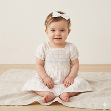 Load image into Gallery viewer, Smocked Floral Dress - Pastel Yellow/Blue/Pink