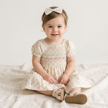 Load image into Gallery viewer, Smocked Floral Dress - Bright Yellow/Blue/Pink