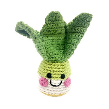Crochet Toy Handmade Fairtrade Friendly Bok Choy Veg Rattle