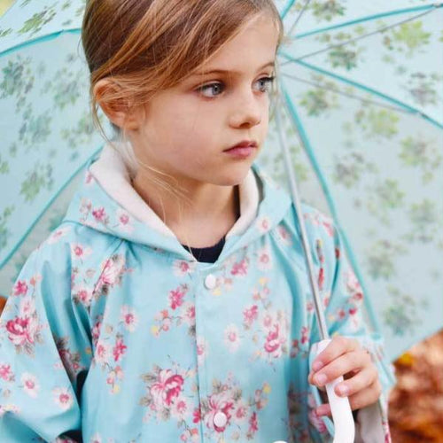 Blue Floral Raincoat