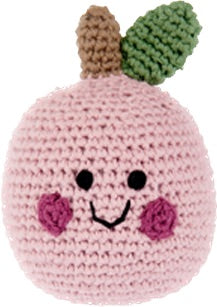 Crochet toy handmade fairtrade Friendly Pink Apple rattle