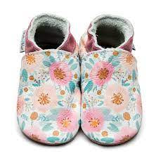 Inch Blue Wild Roses Floral soft leather shoes