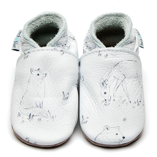 Inch Blue Forest Creatures Deer soft leather shoes
