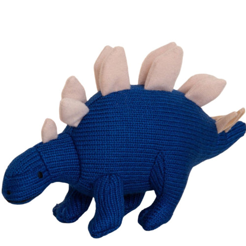 Knitted Blue Stegosaurus Dinosaur Baby Rattle