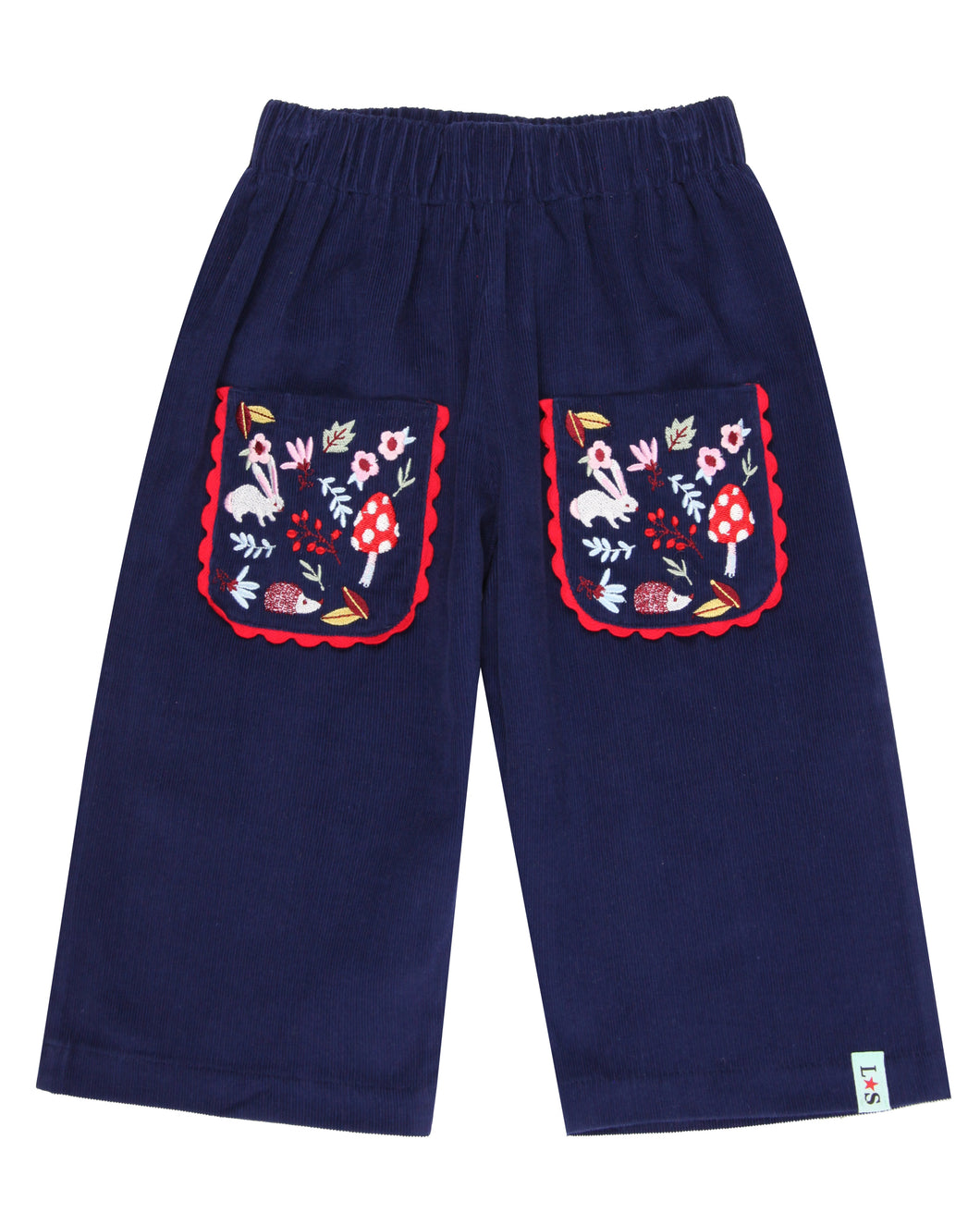 EMBROIDERD CORD CROP TROUSERS
