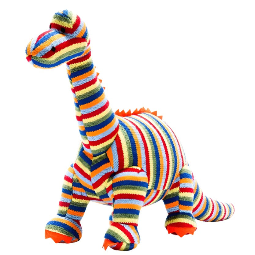 Knitted Stripe Diplodocus Dinosaur Plush Toy
