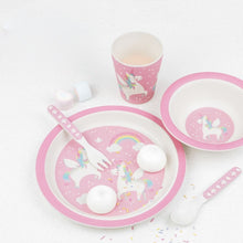 Load image into Gallery viewer, Rainbow Unicorn Bamboo Tableware Set