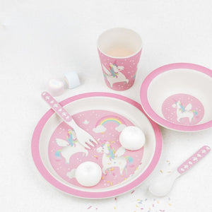 Rainbow Unicorn Bamboo Tableware Set