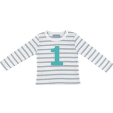 Load image into Gallery viewer, Grey &amp; White Birthday Top (Available in ages 1-5)