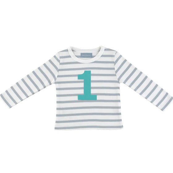 Grey & White Birthday Top (Available in ages 1-5)