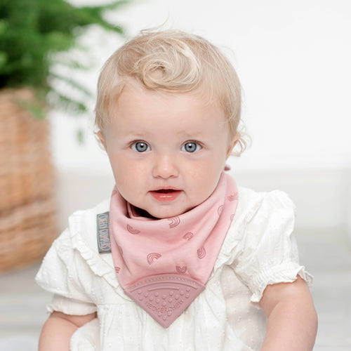 Neckerchew Teething Dribble Bib - Rainbow Rose