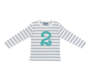 Grey & White Birthday Top (Available in ages 1-5)