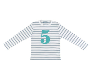 Grey & White Birthday Top (Available in ages 1-5)