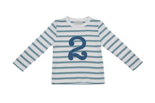 Load image into Gallery viewer, Ocean Blue &amp; White Birthday Top (Available in ages 1-5)