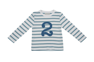 Ocean Blue & White Birthday Top (Available in ages 1-5)