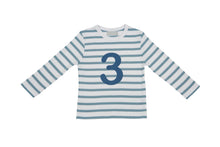Load image into Gallery viewer, Ocean Blue &amp; White Birthday Top (Available in ages 1-5)
