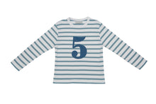 Load image into Gallery viewer, Ocean Blue &amp; White Birthday Top (Available in ages 1-5)