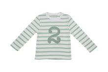 Load image into Gallery viewer, Seafoam &amp; White Birthday Top (Available in ages 1-5)