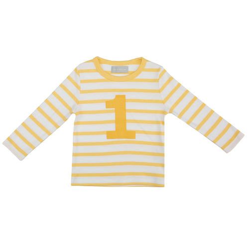 Buttercup & White Birthday Top (Available in ages 1-5)
