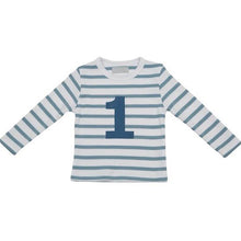 Load image into Gallery viewer, Ocean Blue &amp; White Birthday Top (Available in ages 1-5)