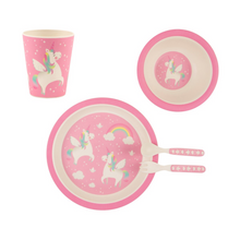 Load image into Gallery viewer, Rainbow Unicorn Bamboo Tableware Set